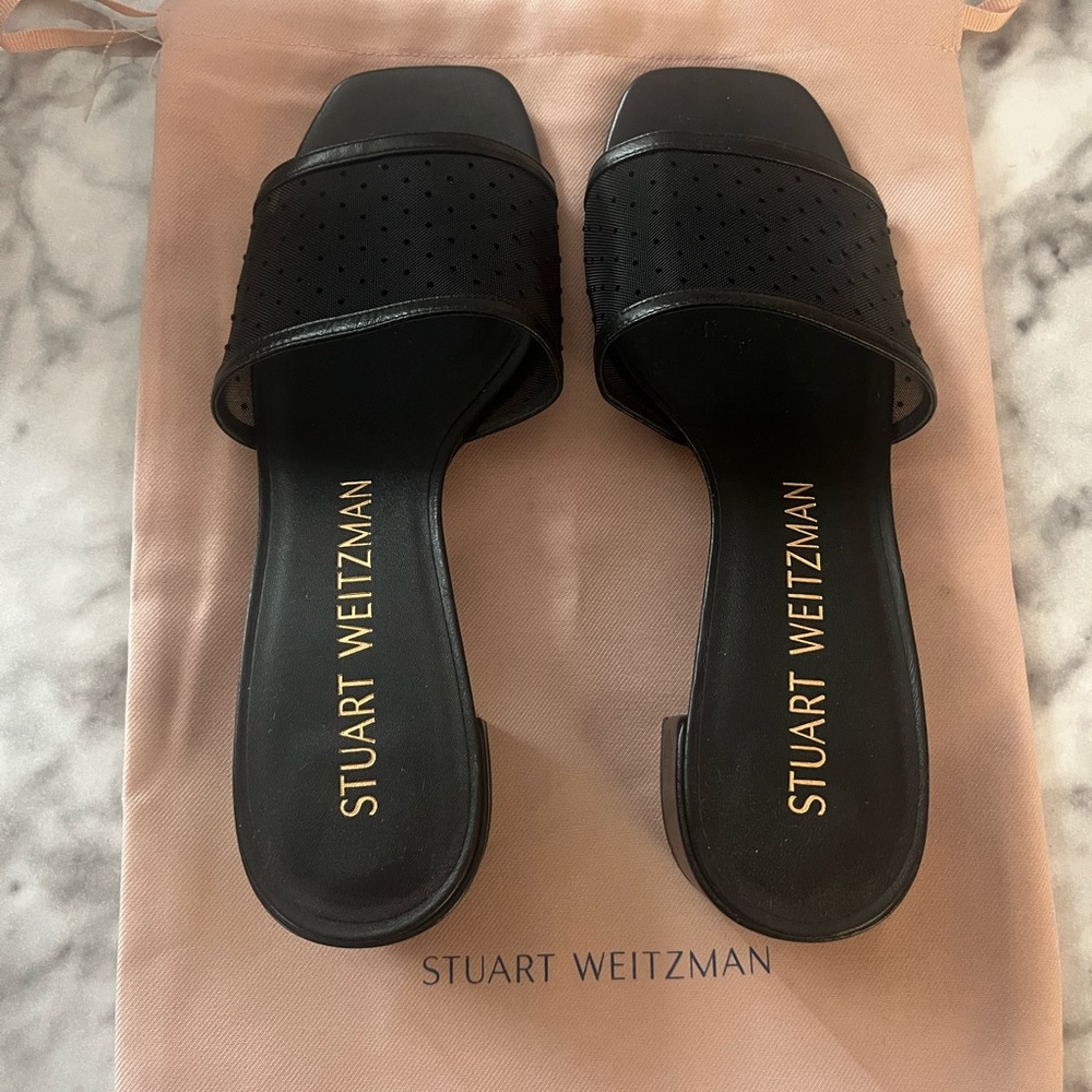 Stuart Weitzman Black Slide Sandals